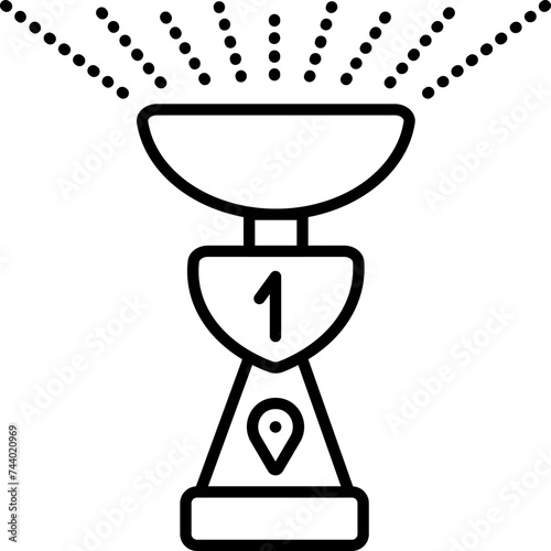 Best delivery company, black line vector icon of triumph cup, prize for good shipping, pictogram of winner statuette