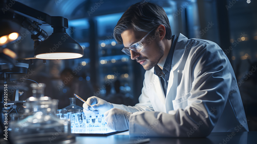 young female scientist is checking her samples in a lab young female scientist is checking her samples in a lab
