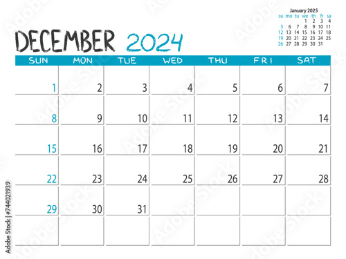 Calendar 2024 year. December 2024 planner. Daily planner. December. Desctop calendar design. 2024 month planner. Life or business planning. Place for notes. Printable template.