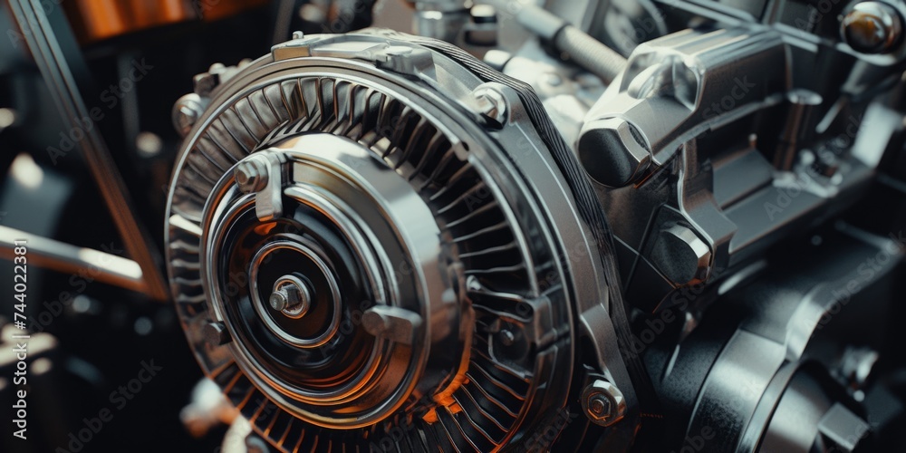 Motorcycle Engine Area Detailed view of a motorcycle engine, suitable for automotive industry ...