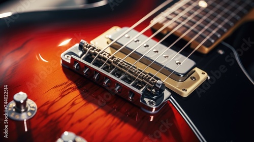 Close up of an electric guitar, perfect for music-related designs