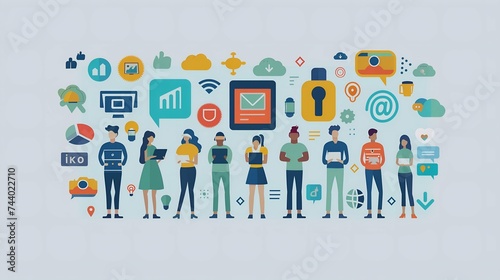 Flat design modern vector illustration concept of social media, communication and networking.
