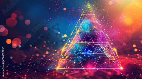 Maslow's pyramid bright colors with background artificial intelligence