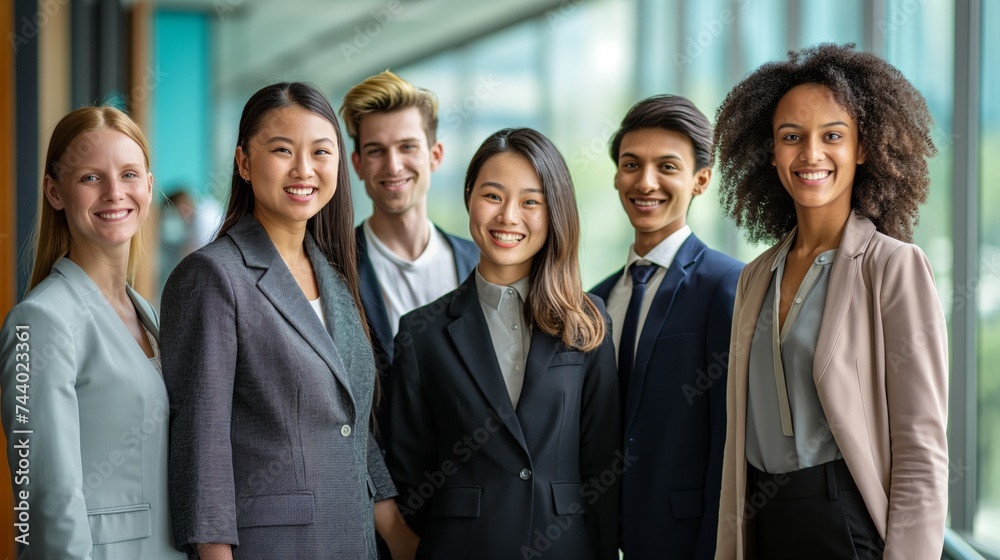 group of young business people with different ethnicity work together as a team