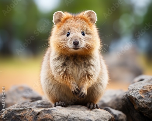 Quokka , blank templated, rule of thirds, space for text, isolated white background