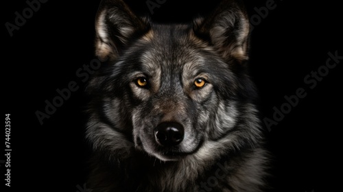 A detailed image of a dog against a dark backdrop. Perfect for pet-themed designs
