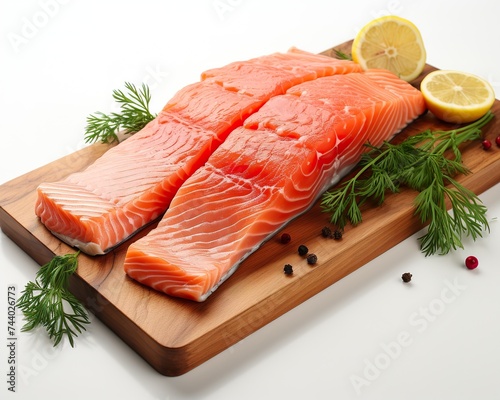 Salmon , blank templated, rule of thirds, space for text, isolated white background