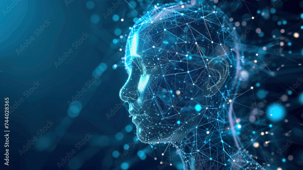 human head silhouette detailed technology background concept Artificial intelligence data exchange innovation in modern computer technology human head silhouette detailed technology background concept Artificial intelligence data exchange innovation in modern computer technology