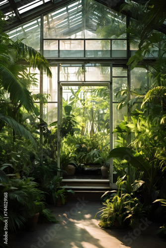 The Vibrant Oasis: A Modern Glasshouse Breathing Life amidst an Endless Expanse