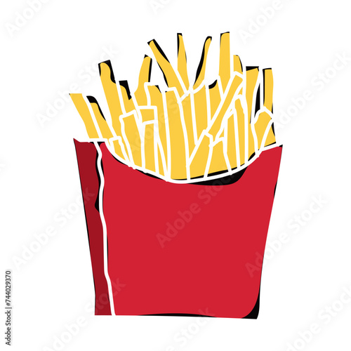Colored french fries retro sketch Vector
