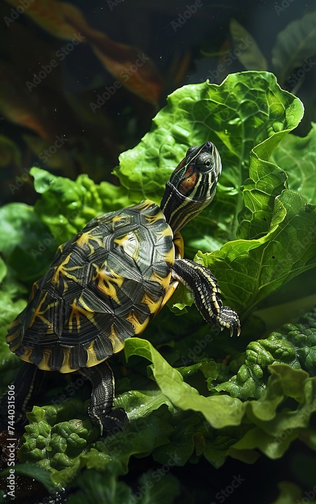 Red-eared slider (Trachemys scripta elegans),close up Red-eared slider (Trachemys scripta elegans),close up