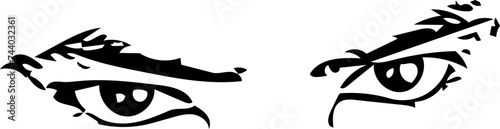 Vector illustration of man eyes showing attitude in black and white 
