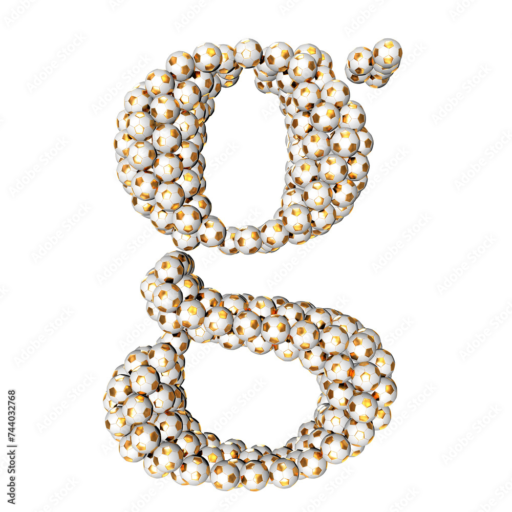 Symbols made from gold soccer balls. letter g Symbols made from gold soccer balls. letter g