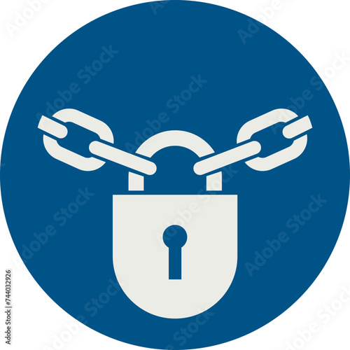 OBLIGATION SIGN PICTOGRAM, INSTALL LOCKS AND KEEP LOCKED ISO 7010 – M028, SVG