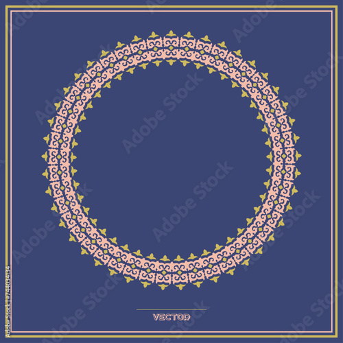 Round Frame, workpiece for your design. Ornamental elements. Вecor for plate, textile and print design. Circle frame. Vector. 