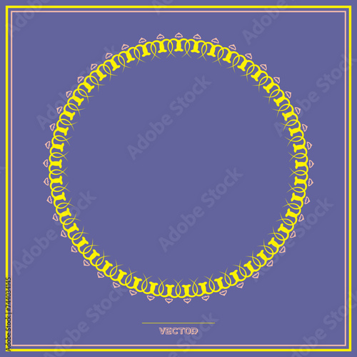 Round Frame, workpiece for your design. Ornamental elements. Вecor for plate, textile and print design. Circle frame. Vector. 