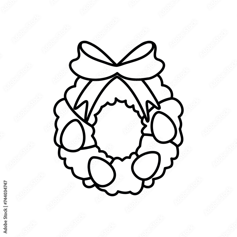 Easter wreath with ribbons, eggs and a bow. Easter wreath with ribbons, eggs and a bow.