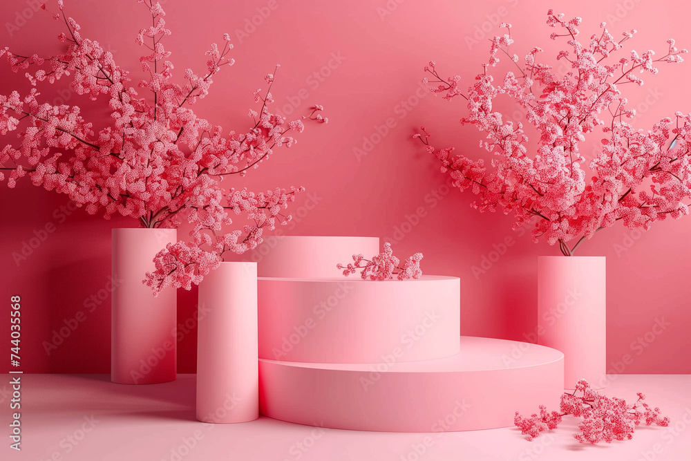 Pink product podium for Valentine's day and women's day