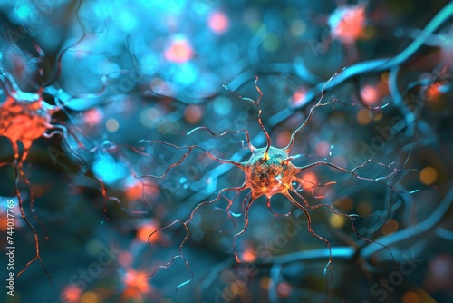 Neurona con sinapsis en detalle