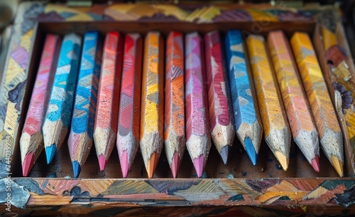 Colored pencils in box