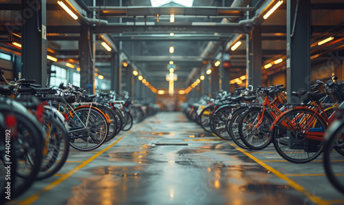 Bicycles parked in bike park