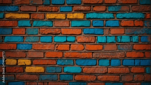 background colorful brick wall for graphic resource design with copy space.