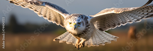 Gyrfalcon in Mid-Flight: A Display of Nature's Majesty and Raptor's Aerial Mastery