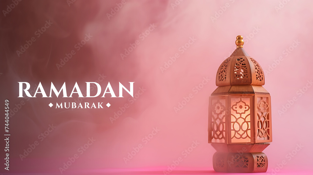 Ramadan Kareem background Ornamental Arabic lantern glowing - Ramadan Mubarak