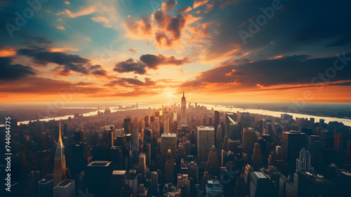 sunrise over city of manhattan in new york © Oleksandr
