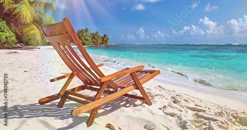 Chaise long sur une plage de sable