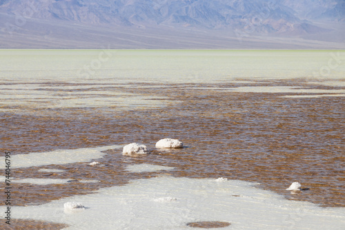Lake Manly and salt flats at Badwater Basin in Death Valley National Park, California
