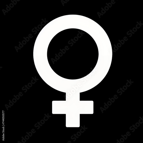 Símbolo femenino blanco sobre fondo negro photo