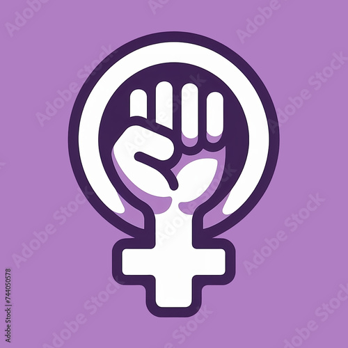 Símbolo feminista sobre fondo morado photo