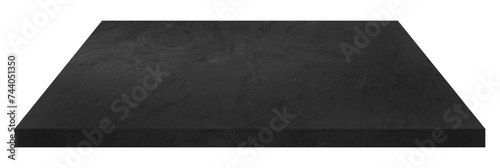 beautiful dark black stone table. luxury black marble table shows beautiful stone veins for photo montage. table top or counter top for displayed products isolated on background with clipping path.