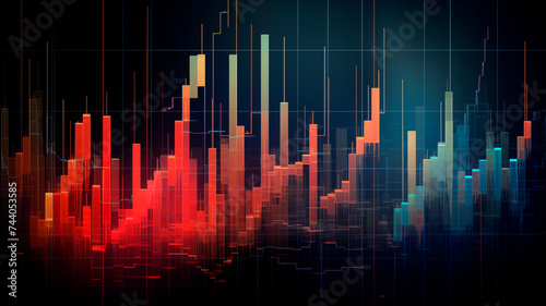 Abstract image of graphs, geometric shapes, growth and decline scales. Background for business presentations. Bright stylized background photo