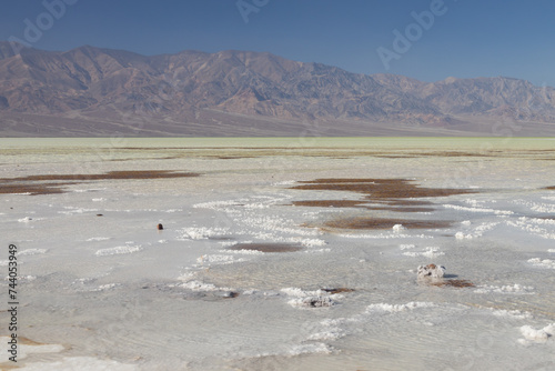 Lake Manly and salt flats at Badwater Basin in Death Valley National Park, California