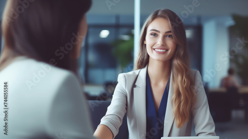 Confident businesswoman at job interview