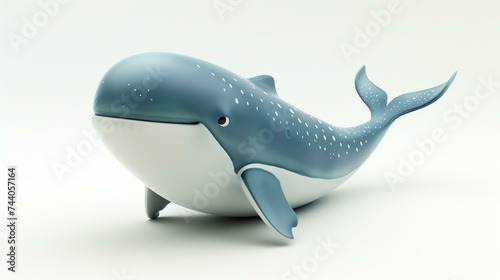This is an illustration of a cartoon whale. It has a blue body with white spots and a white belly. It is smiling and has its flippers out to the side.