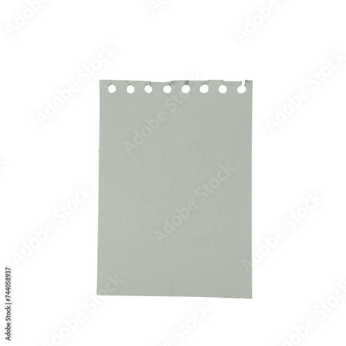 Blank sheet of paper torn from a notebook on transparent background 
