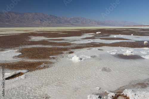 Lake Manly and salt flats at Badwater Basin in Death Valley National Park, California