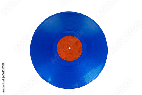 Blue vinyl record on transparent background