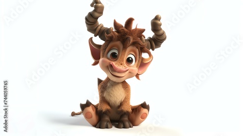 This is an image of a cute and cuddly cartoon yak. It has big, brown eyes, a pink nose, and a shaggy coat of fur.