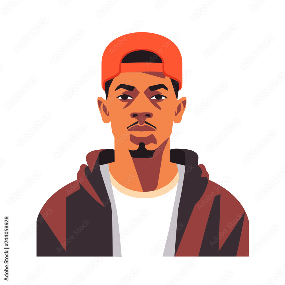 rapper african american black guy stylish vector illustration isolated transparent background logo, cut out or cutout t-shirt print design