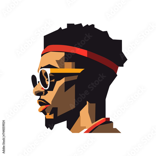 rapper african american black guy stylish vector illustration isolated transparent background logo, cut out or cutout t-shirt print design