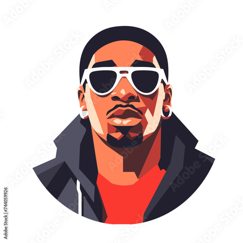 rapper african american black guy stylish vector illustration isolated transparent background logo, cut out or cutout t-shirt print design