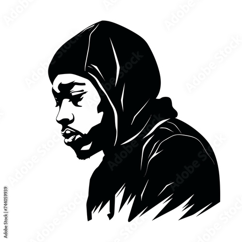rapper african american black guy stylish vector illustration isolated transparent background logo, cut out or cutout t-shirt print design
