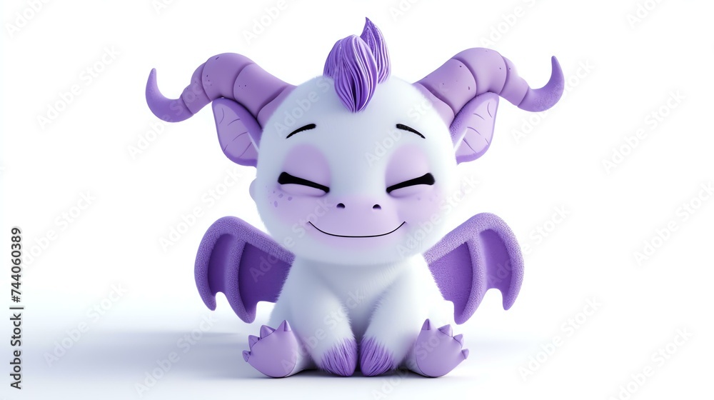 Cute and cuddly purple baby dragon with a friendly smile. Perfect for children's books, games, and animations.