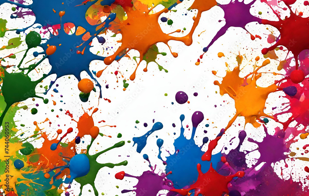 Brightly colored abstract background with paint splashes Creating