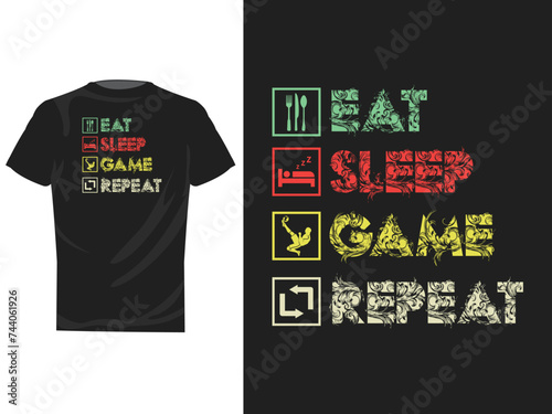 Eat Sleep Game Repeat cool gamer,t-shirt design