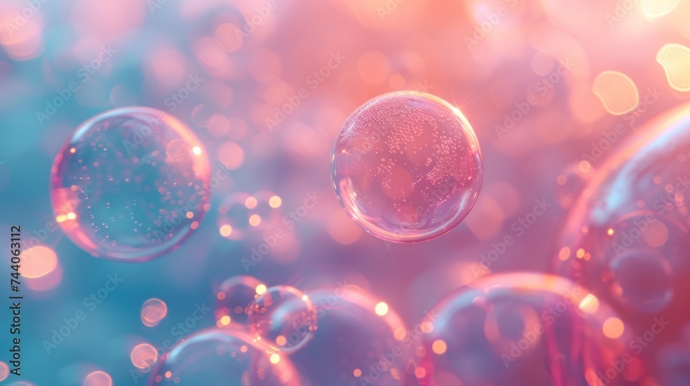 a group of bubbles floating on top of a blue and pink background with a blurry image of a bunch of bubbles floating on top of blue and pink bubbles. a group of bubbles floating on top of a blue and pink background with a blurry image of a bunch of bubbles floating on top of blue and pink bubbles.